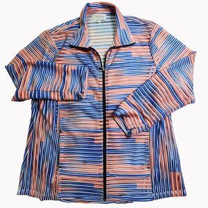 Erin London Size XL Womens Striped Sheer Full Zip Jacket 44in Chest